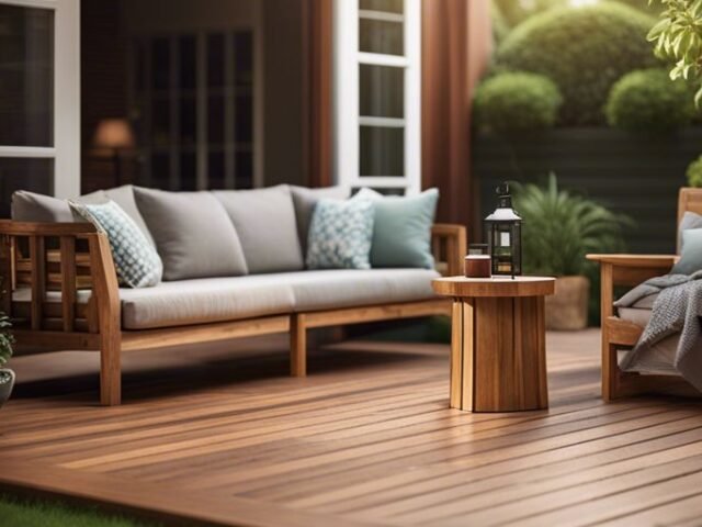 Outdoor wooden chair with decking oil finish